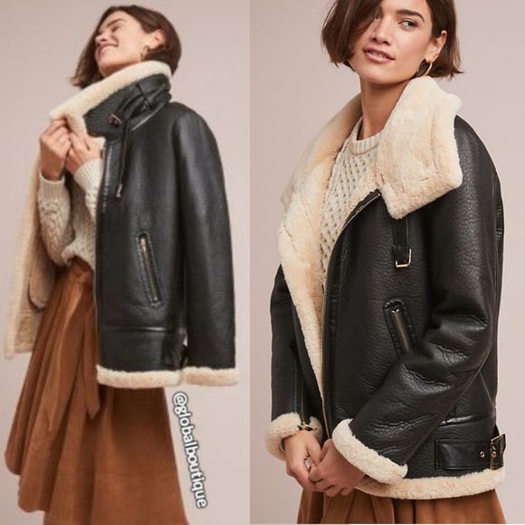 Anthropologie Jackets & Blazers - HTF NWT ANTHROPOLOGIE Aviator Faux Leather Coat